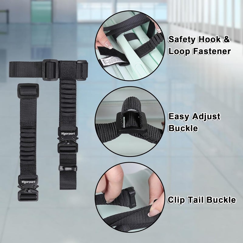 Vigorport Luggage Straps, Metal Luggage Connector Straps for Suitcases, Stretchable Add a Bag Adjustable Accessories Travel Belts (Black, Normal) - Image 2